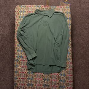 Lands' End Long Sleeve Polo Navy Green XL